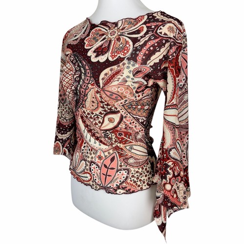 Vintage Y2K Top Womens Small Fairy Grunge Whimsigoth Sheer Mesh Bell Sleeve Pink, Size S, $28.99 - Photo 3