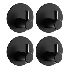 Towel Hooks for Bathroom 4 Pack Adhesive Shower Sticky Wall Hooks Matte Black