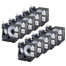 10PK Black on White IND Polyester Label Tape 18484 For DYMO Rhino 5000 3/4''