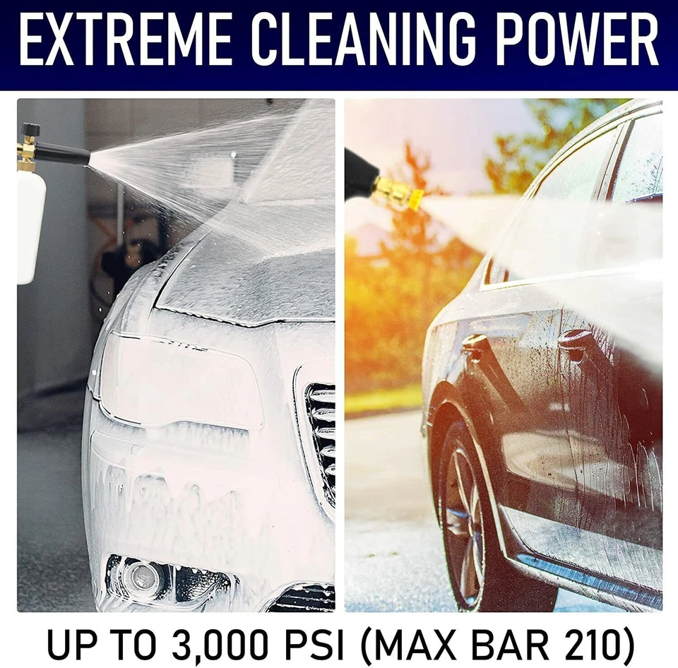 1/4" Snow Foam Washer Gun Car Wash Soap Lance Cannon Spray Pressure Jet Bottle - Imagem 3 de 4