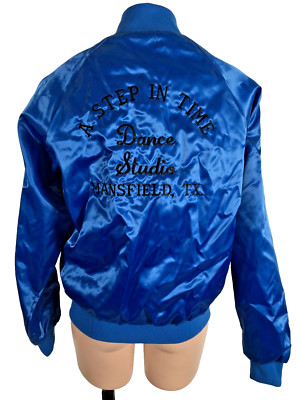 American Fit Satin Bomber Vintage A Step in Time Dance Studio Jacket Size S