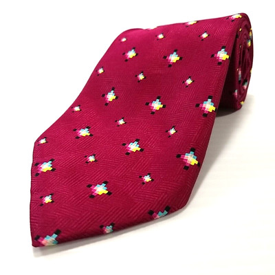 Sulka Gold Luxury Tie Colorful Geometric Pattern Microfiber Necktie 59'' x 3.75''