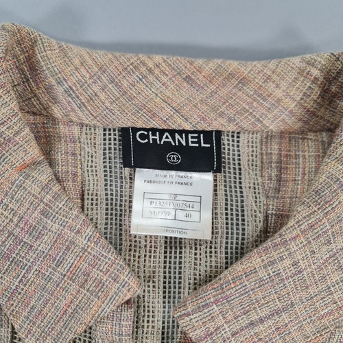 Chanel Womens Jacket Brown 40 Linen Blend Blazer Vintage 90s - Picture 3 of 13