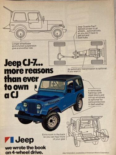 1977 Jeep CJ7 Renegade Print Ad Blue