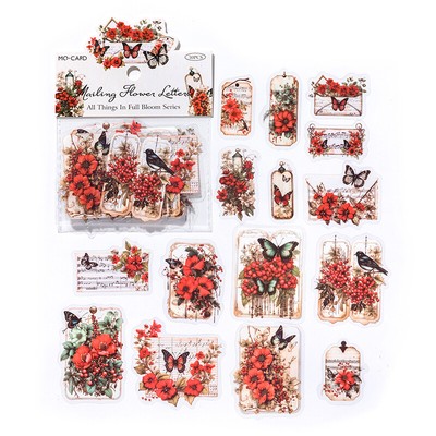 30Pcs Vintage Flowers Clocks PET Stickers Junk Journals Card Scrapbooking Crafts