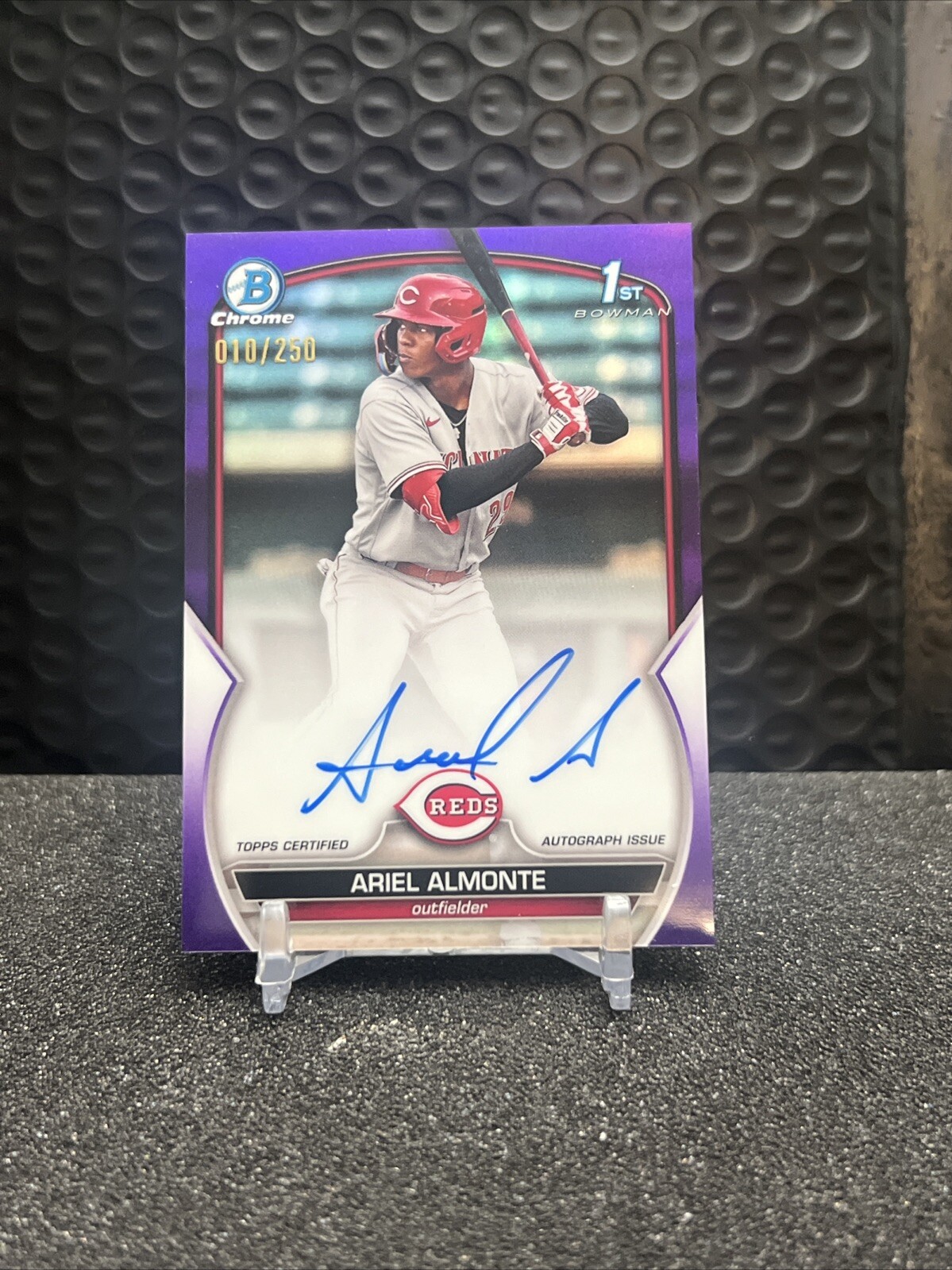 2023 Topps 1st Bowman Chrome Prospect CPA AA Ariel Almonte AUTO PURPLE /250 Reds