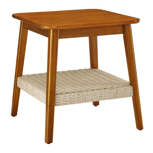Mid Century Modern Holz Eckig Beistelltisch Bett Sofa Beistelltisch mit Ablage - Bild 2 von 7