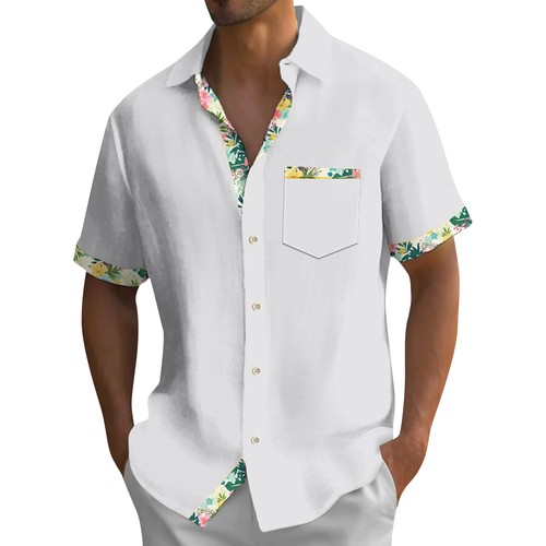 Men's Hawaiian Shirt, Vintage Short Sleeve Button Down Bowling Beach Shirts W - Picture 9 of 42