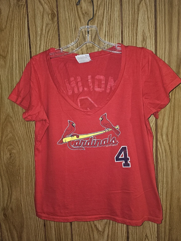 Camiseta grande para mujer Saint Louis Cardinals Yadier Molina roja con logotipo gráfico MLB Foto 4 de 4