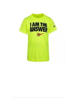 Boys Size 6 Youth. Nike. I Am The Answer Graphic Tee. Volt. BRAND NEW 