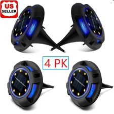 4 Pack Solar Ground Light 8LED White Solar Outdoor Lights Disk Light Waterproof