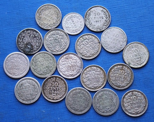 Lot Nederland, Willem, Wilhelmina & Juliana (Cent Bronze & Argent) - Afbeelding 9 van 20