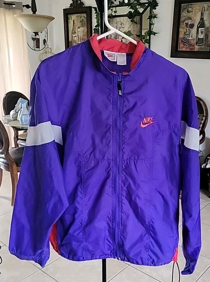 Vintage Nike Jacket Mens Large Purple Pink 90s Y2K Windbreaker Swoosh Track!!