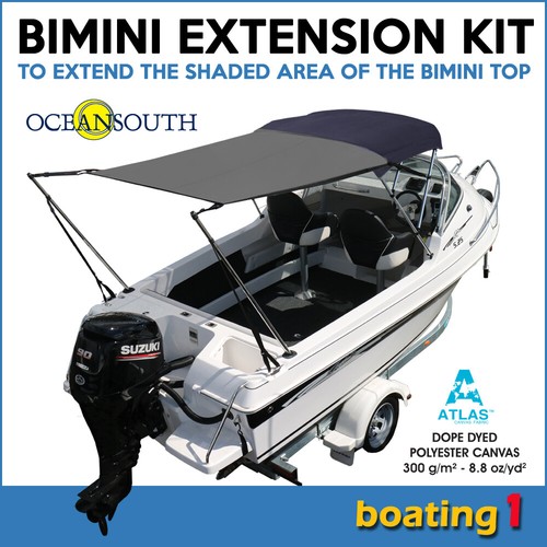 Bimini Top Extension Kit 1.7m x 2.1m adjustable Aluminium Poles Grey