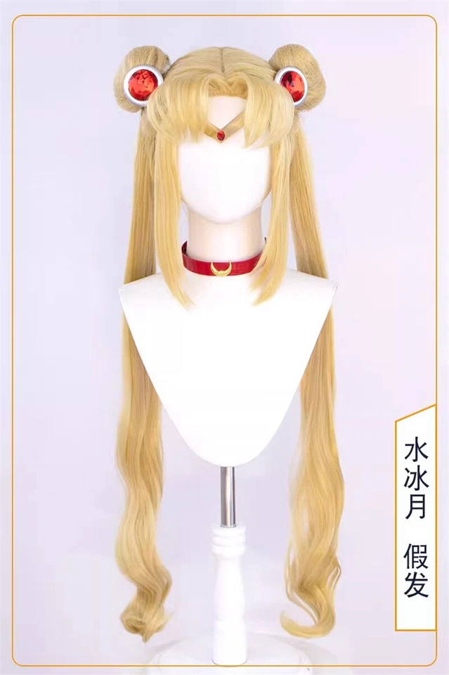 Peluca amarilla cosplay anime Sailor Moon Tsukino Usagi manga utilería regalo fiesta Foto 3 de 4
