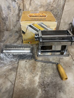 Marcato Atlas Pasta Maker Model 150 Hand Crank Machine Made Italy Vtg