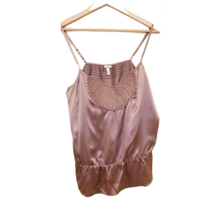 Embroidered silk flounce sleeveless cami top
