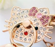 LiliDreamStore 360 Rotating Cell Phone Ring Stand Holder Grip- CRYSTAL KITTY CAT
