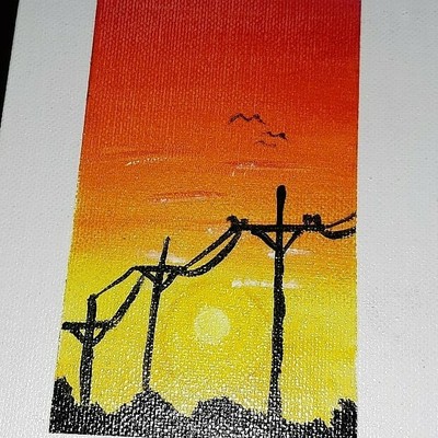 Buy The Walk On Beach At Sunset Handmade Painting by Prachi Diwania.  Code:ART_1512_13646 - Paintings for Sale online in India.