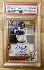 2021 Bowman Chrome Maximo Max Acosta 1st Orange Auto Refractor /25 PSA 10 !