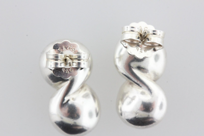 Tiffany & Co Sterling Silver 925 Infinity Swirl Style Pearl Stud