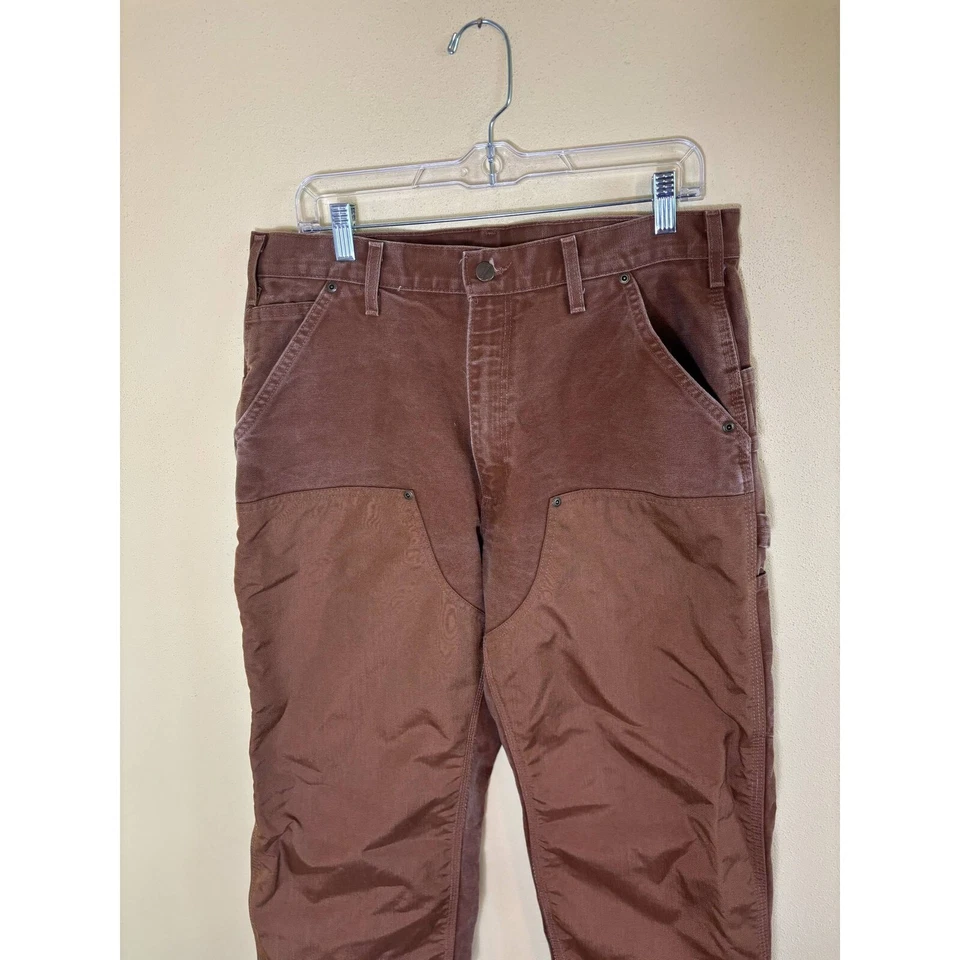 Vintage Carhartt Double Knee Pants Work Utility Brown Carpenter Pants Size 34x32 - Image 2 of 4