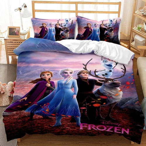 Set lenzuola bambini bambina 3D Anna Elsa principessa set lenzuola copripiumino - Foto 9 di 12