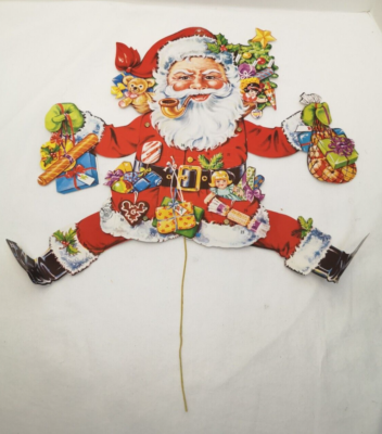 Vintage Caspari Jumping Jack pipe smoking Santa Claus Christmas Advent  calendar
