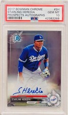 STARLING HEREDIA ROOKIE 2017 BOWMAN CHROME PSA 10 AUTOGRAPH CARD LA DODGERS RC