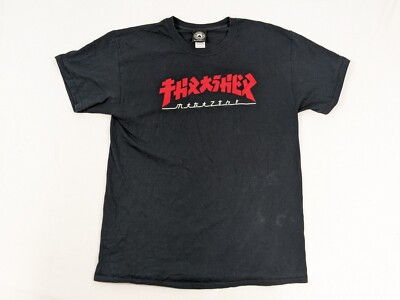 90s THRASHER Tシャツ ブラック フェード モーション文字 Thrasher Shirt Mens Large Black Japanese Font Logo Skateboard