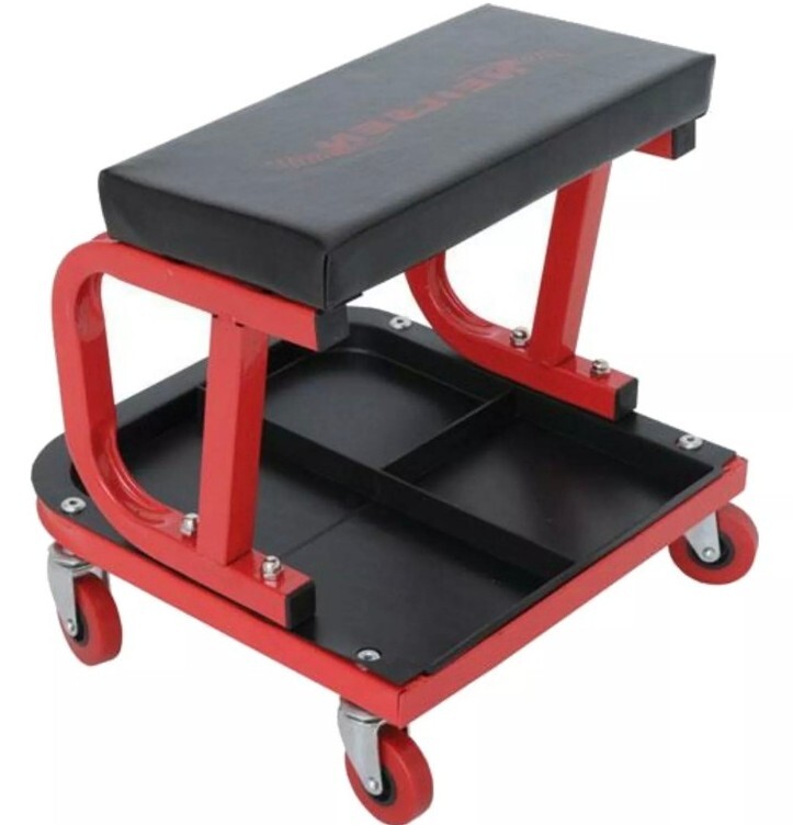 Padded Mechanics Creeper Seat Trolley with Tool Tray & Swivel Castors - Image 7