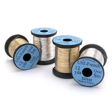 UNI FRENCH OVAL TINSEL - Gold or Silver - Fly Tying Ribbing Material NEW!