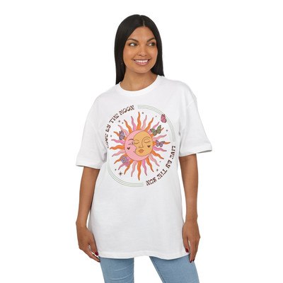 Love by the Moon Live by the Sun   T-Shirt mit Mond- und Sonnendesign, S-5XL