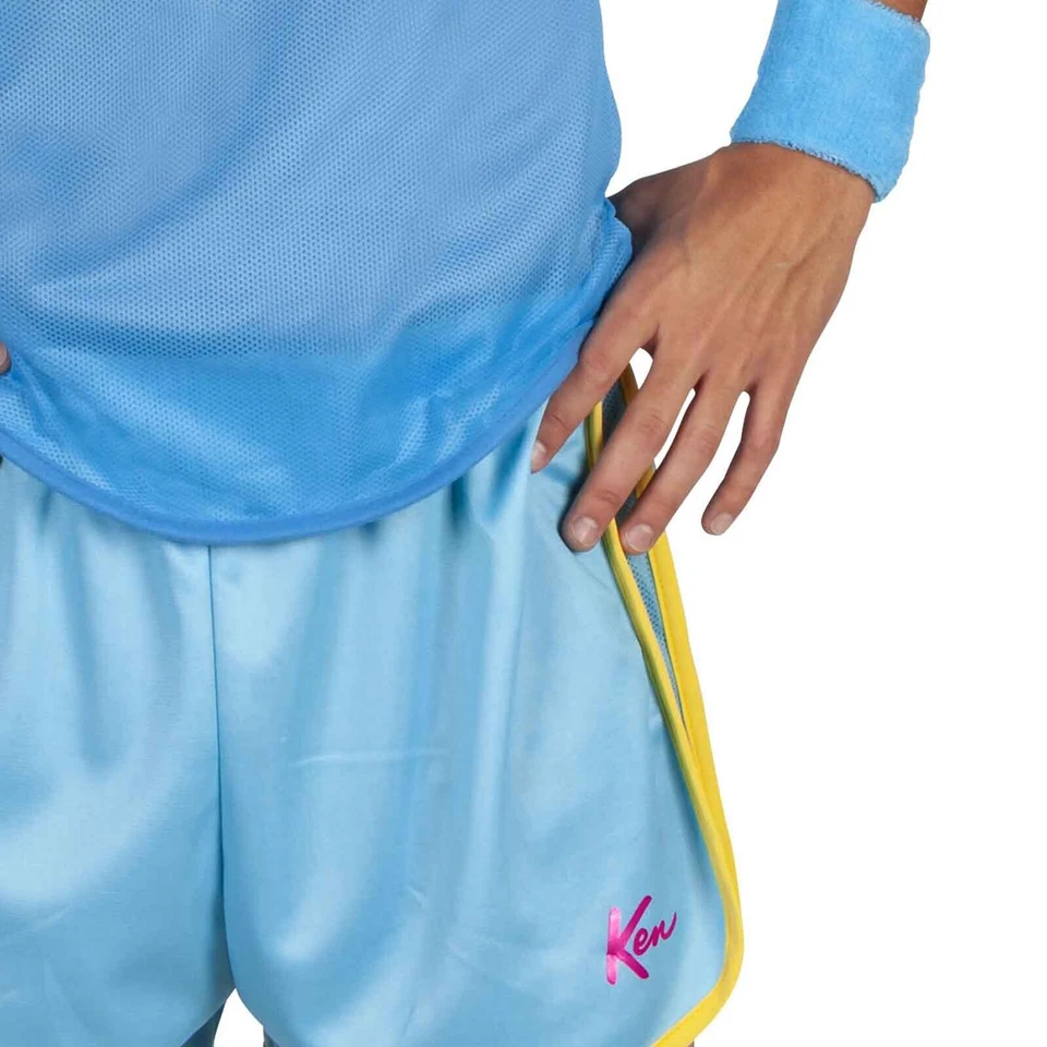 Ken Exercise Costume Adult Mattel Licensed 1980s Blue Singlet Shorts Bands Socks - image 4 of 4