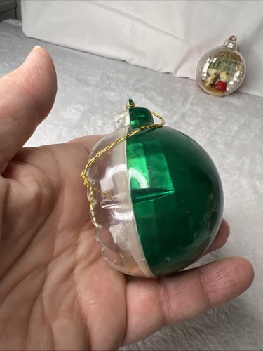Vintage Lot 2 Christmas Diorama Orb Ball Ornaments Mice Couple Kissing 3” - Picture 6 of 16