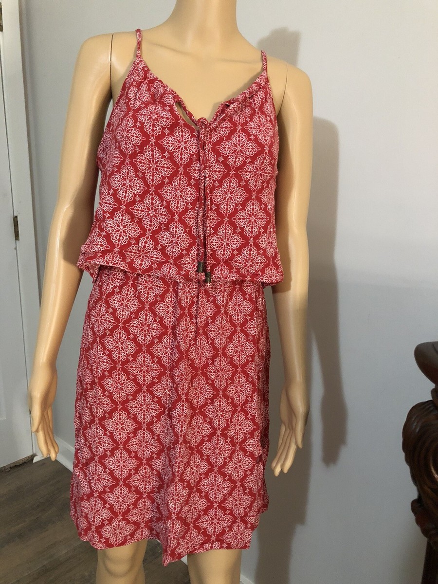 Women's Small Midi Dress Scrunch Waist,red Floral | eBay