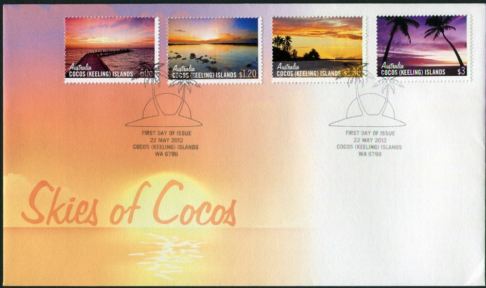 2012 Cocos (Keeling) Islands Skies Of Cocos Set Of 4 FDC, Mint Condition