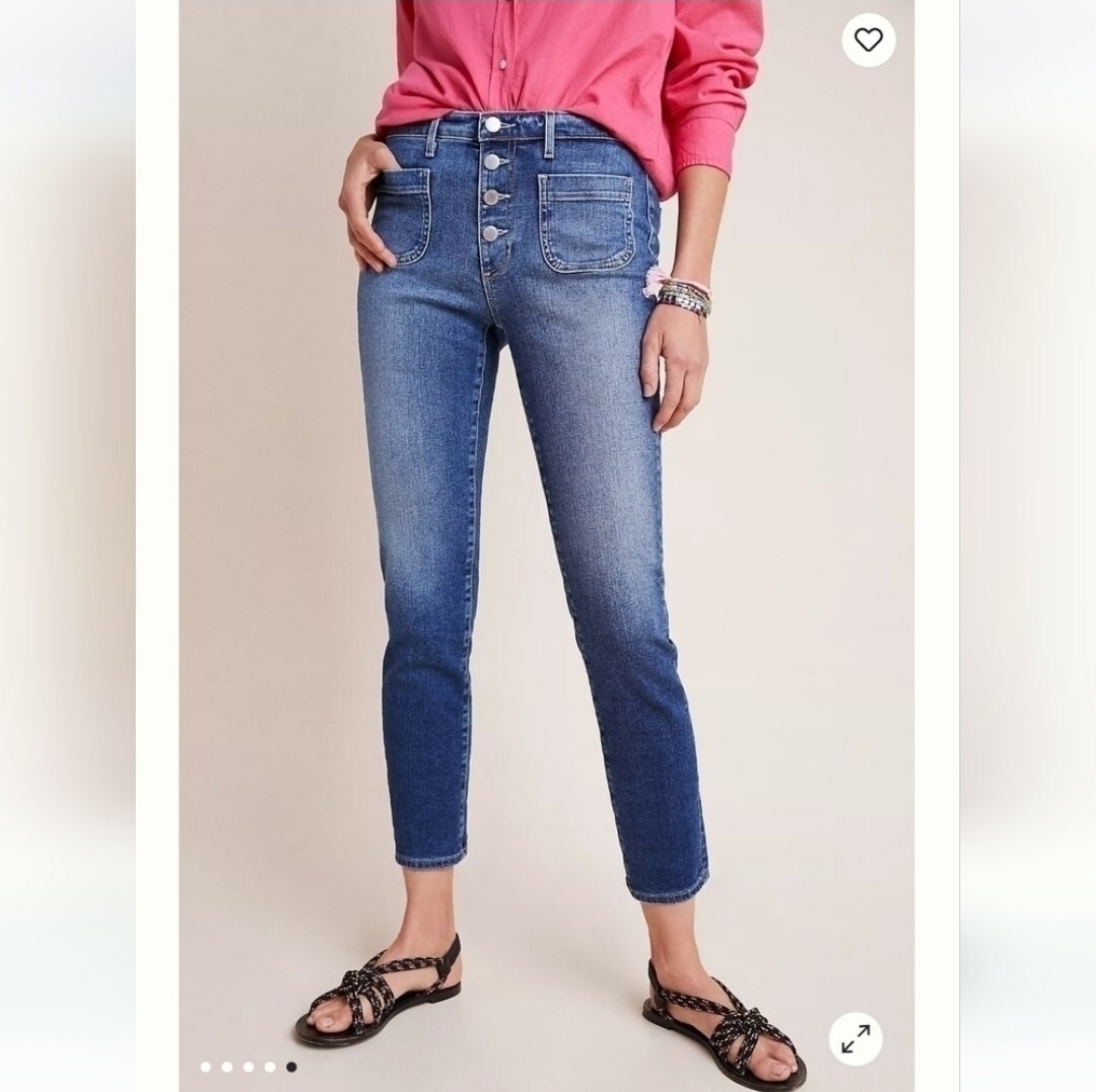 Anthropologie AG Vintage Stevie Ankle Button Up Jeans Women's Size 28 EUC thumbnail 3
