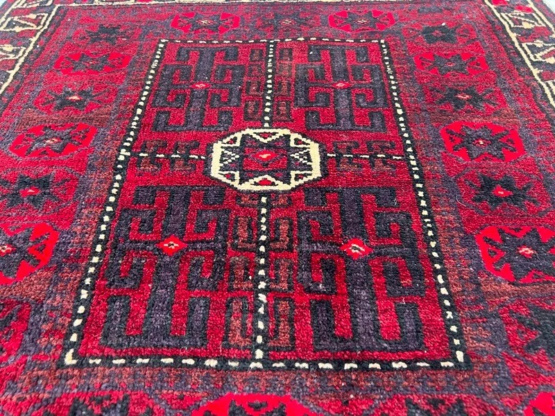 Vintage Afghan Bokhara Hand Knotted Oriental Wool Traditional Floor Rug 85x77 cm - Image 4 of 4