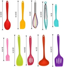 Silicone Kitchen Utensils Set - 10 Pieces Multicolor Silicone Heat Resistant