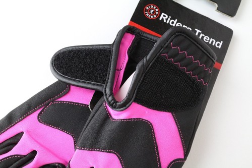 Riders Trend Damen Handschuhe 2XS Rosa Schwarz Reiter SPORTS Activewear Logo - Picture 3 of 6