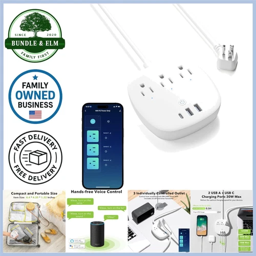 Smart Power Strip Surge Protector 6 Outlets USB-C for Home Office Alexa