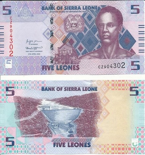 Sierra Leone - 5 pcs х 5 Leones 2022 UNC P. W36 Lemberg-Zp - Picture 2 of 2