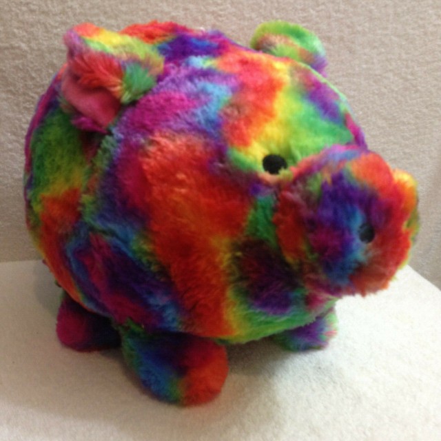 tie dye plush piggy bank