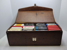 24 - 8 Track Tape Brown Leatherette Carrying Case, Full of 8 Tracks