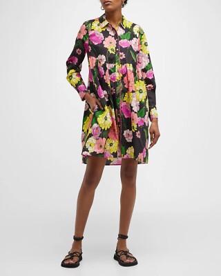 NEW JOHNNY WAS Margarita Floral Shirtdress, Cotton dress Size L