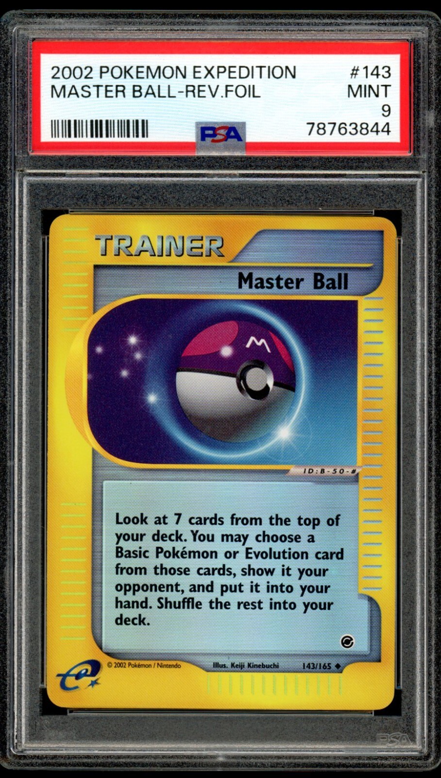 2002 Pokemon Expedition #143 Master Ball Reverse Holo PSA 9 Mint