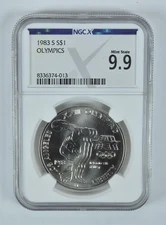 1983-S Olympic Discus Commemorative Silver Dollar Mint State 9.9 NGC X NGCX