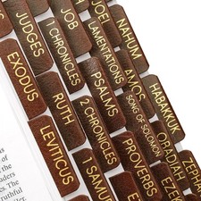 Brown Bible Tabs, Leather Bible Tabs, Gold Foil Bible Book Tabs