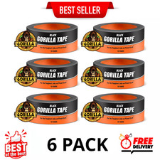 Gorilla 10 Yard Black Duct Tape Single Roll, 6 Pack